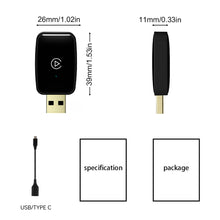 Load image into Gallery viewer, Mini 2 in 1 USB Wireless Carplay Adapter for Apple iOS and Android Auto Smart Box Plug and Play USB TYPE-C Bluetooth 5.0 WIFI 5.8G