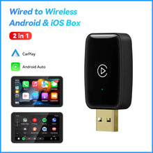 Load image into Gallery viewer, Mini 2 in 1 USB Wireless Carplay Adapter for Apple iOS and Android Auto Smart Box Plug and Play USB TYPE-C Bluetooth 5.0 WIFI 5.8G