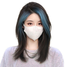 Load image into Gallery viewer, Highlight Dyeing Bangs Wig Long Hair Synthetic Fiber Women Natural Color Skull Top Fluffy Simulation Bangs Wig Piece