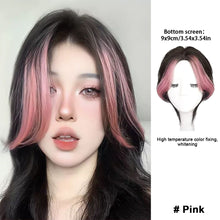 Load image into Gallery viewer, Highlight Dyeing Bangs Wig Long Hair Synthetic Fiber Women Natural Color Skull Top Fluffy Simulation Bangs Wig Piece