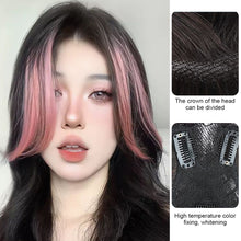 Load image into Gallery viewer, Highlight Dyeing Bangs Wig Long Hair Synthetic Fiber Women Natural Color Skull Top Fluffy Simulation Bangs Wig Piece