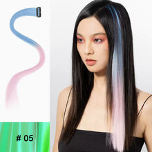 Load image into Gallery viewer, Highlight Hair Wig Piece for Women Dyed Long Straight Hair One-piece Hair Extensions Hanging Ears Dyed Long Hair Piece