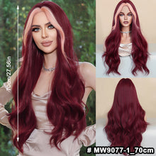 Load image into Gallery viewer, Fashionable Women's Mid Cut Dyed Wig Set Long Curly Hair Wig Cover Breathable Large Wave Elegant Simulation Wig Cover