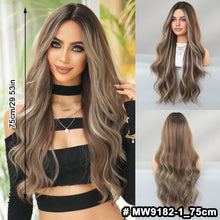 Load image into Gallery viewer, Fashionable Women's Mid Cut Dyed Wig Set Long Curly Hair Wig Cover Breathable Large Wave Elegant Simulation Wig Cover