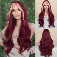 Load image into Gallery viewer, Fashionable Women's Mid Cut Dyed Wig Set Long Curly Hair Wig Cover Breathable Large Wave Elegant Simulation Wig Cover