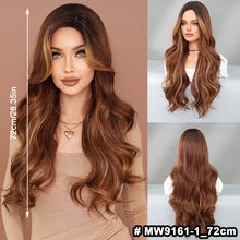 Load image into Gallery viewer, Fashionable Women's Mid Cut Dyed Wig Set Long Curly Hair Wig Cover Breathable Large Wave Elegant Simulation Wig Cover