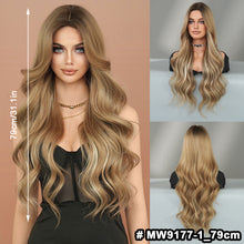 Load image into Gallery viewer, Fashionable Women's Mid Cut Dyed Wig Set Long Curly Hair Wig Cover Breathable Large Wave Elegant Simulation Wig Cover