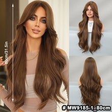 Load image into Gallery viewer, Fashionable Women's Mid Cut Dyed Wig Set Long Curly Hair Wig Cover Breathable Large Wave Elegant Simulation Wig Cover