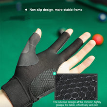 Load image into Gallery viewer, Billiards Glove Left Hand Three Finger Snooker Billiard Glove Non Slip Stickers Elasticity Billiard Training Gloves Accessories