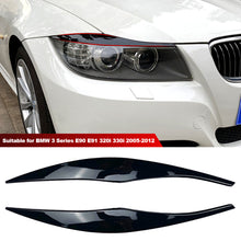 Load image into Gallery viewer, Car Headlight Eyebrows Eyelid Cover ABS Stickers Gloss Black For BMW 3 Series E90 E91 2005 2006 2007 2008 2009 2010 2011 Sedan / Touring