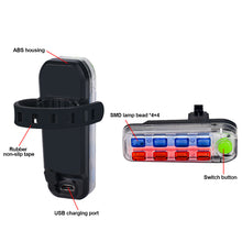 Load image into Gallery viewer, Waterproof 8LED Bicycle Rechargeable Tail Light Safety Warning Red Blue Light Bike Rear Lights Outdoor MTB Cycling Taillight