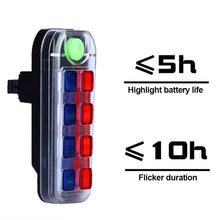 Load image into Gallery viewer, Waterproof 8LED Bicycle Rechargeable Tail Light Safety Warning Red Blue Light Bike Rear Lights Outdoor MTB Cycling Taillight