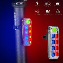 Load image into Gallery viewer, Waterproof 8LED Bicycle Rechargeable Tail Light Safety Warning Red Blue Light Bike Rear Lights Outdoor MTB Cycling Taillight