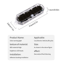 Load image into Gallery viewer, Solar Power Mortorcycle Car LED Warning Light Night Ride Tail Light Anti-rear Strobe Light for Motorcycle Electric Vehicle Bicycle