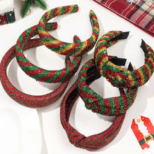 Load image into Gallery viewer, Colorful Christmas Hair Band Delicate Striped Shiny Silk Knotted Hair Hoop Headband Versatile Headwear Hair Ornaments