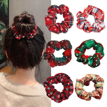 Load image into Gallery viewer, Simple Versatile Christmas Hair Band Colorful Grid Pattern Hair Rope Rubber Band High Elastic Hair Tie Headwear for Women