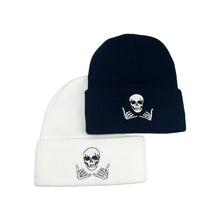 Load image into Gallery viewer, Skull-patterned Knitted Woolen Hat Autumn Winter Versatile Warm Knitted Hat Outdoor Leisure Warm Hat for Men Women