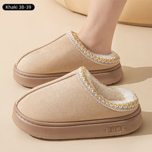 Load image into Gallery viewer, Solid Color Velvet Warm Cotton Slippers Thick Bottomed Anti-slip Lightweight Slippers Casual Indoor Outdoor EVA Slippers