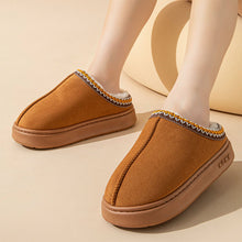 Load image into Gallery viewer, Solid Color Velvet Warm Cotton Slippers Thick Bottomed Anti-slip Lightweight Slippers Casual Indoor Outdoor EVA Slippers