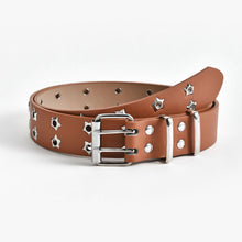 Load image into Gallery viewer, Stylish Casual Women Belt Personalized Hollow Double Row Waistband PU Leather Metal Buckle Waistband Waist Decoration