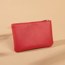 Load image into Gallery viewer, Solid Color Simple Litchi Patterned Coin Wallet Zipper Blocking PU Leather Portable Wallet Card Coin Key Portable Storage Bag