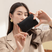 Load image into Gallery viewer, Solid Color Simple Litchi Patterned Coin Wallet Zipper Blocking PU Leather Portable Wallet Card Coin Key Portable Storage Bag