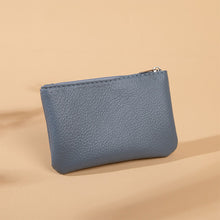 Load image into Gallery viewer, Solid Color Simple Litchi Patterned Coin Wallet Zipper Blocking PU Leather Portable Wallet Card Coin Key Portable Storage Bag