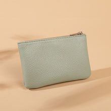 Load image into Gallery viewer, Solid Color Simple Litchi Patterned Coin Wallet Zipper Blocking PU Leather Portable Wallet Card Coin Key Portable Storage Bag