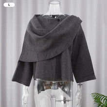 Load image into Gallery viewer, Solid Color Cape Scarf Collar Coat Fashionable Warm Comfortable Loose Short Coat Winter Long Sleeve Woolen Coat for Women