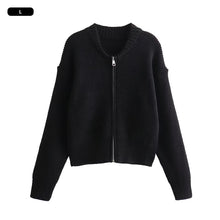 Load image into Gallery viewer, Zipper Knit Sweater Jacket Stylish Comfortable Sweater Cardigan Autumn Winter Solid Color Loose Warm Coat Outwear for Women