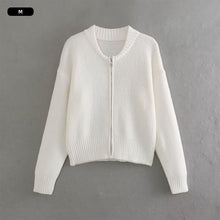 Load image into Gallery viewer, Zipper Knit Sweater Jacket Stylish Comfortable Sweater Cardigan Autumn Winter Solid Color Loose Warm Coat Outwear for Women