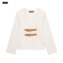 Load image into Gallery viewer, Trip Buckle Jacket Autumn Winter Slim-fit Warm Coat Fashionable Comfortable Woolen Jacket Coat Outwear for Women