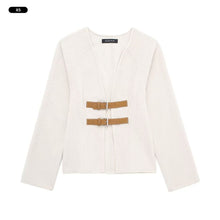 Load image into Gallery viewer, Trip Buckle Jacket Autumn Winter Slim-fit Warm Coat Fashionable Comfortable Woolen Jacket Coat Outwear for Women