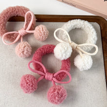 Load image into Gallery viewer, Cute Lamb Wool Balloon Knotted Hairband For Women In Pink Strawberry Flavor Hair Accessories Trendy Bow Hair Circle Decorations