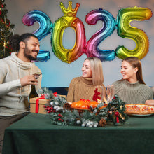 Load image into Gallery viewer, 16inch Happy New Year 2025 Digital Aluminum Film Balloon Happy New Year Balloon Banner New Year's Eve Party Decoration Set