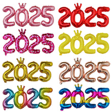 Load image into Gallery viewer, 16inch Happy New Year 2025 Digital Aluminum Film Balloon Happy New Year Balloon Banner New Year's Eve Party Decoration Set