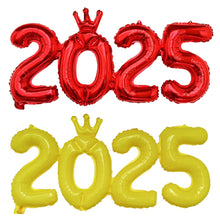Load image into Gallery viewer, 16inch Happy New Year 2025 Digital Aluminum Film Balloon Happy New Year Balloon Banner New Year's Eve Party Decoration Set