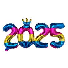 Load image into Gallery viewer, 16inch Happy New Year 2025 Digital Aluminum Film Balloon Happy New Year Balloon Banner New Year's Eve Party Decoration Set