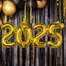 Load image into Gallery viewer, 16inch Happy New Year 2025 Digital Aluminum Film Balloon Happy New Year Balloon Banner New Year's Eve Party Decoration Set