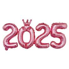 Load image into Gallery viewer, 16inch Happy New Year 2025 Digital Aluminum Film Balloon Happy New Year Balloon Banner New Year's Eve Party Decoration Set