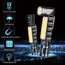 Load image into Gallery viewer, 1PC Multi-Function XPG+COB 90° Folding Corner Flashlight Ultra Bright Fishing Repair Work Headlamp USB Charging