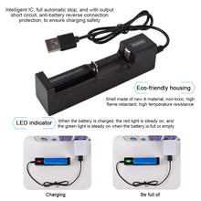 Load image into Gallery viewer, 3.7-4.2V Lithium Battery Universal Charger USB Smart Single Slot Charger For 26650/18650/14500/10440