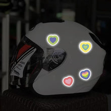 Load image into Gallery viewer, 5Pcs/Set Colorful Motorcycle Helmet Waterproof Decal Hearts Butterfly Stars Night Warning Sign Reflective Sticker Exterior Accessories