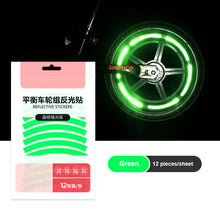Load image into Gallery viewer, 12PCS/Sheet Balance Wheel Set Reflective Stickers Night Riding Safety Riding Warning Lattice Reflective Strip For 12-14 "Bike Scooter