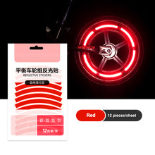 Load image into Gallery viewer, 12PCS/Sheet Balance Wheel Set Reflective Stickers Night Riding Safety Riding Warning Lattice Reflective Strip For 12-14 "Bike Scooter