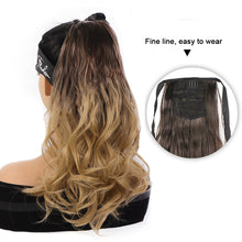 Load image into Gallery viewer, Natural Synthetic Long Wavy Curly Ponytail Wig for Women Ribbon Drawstring Tied Hair Tail Hair Extension Fake Hairpiece