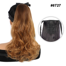 Load image into Gallery viewer, Natural Synthetic Long Wavy Curly Ponytail Wig for Women Ribbon Drawstring Tied Hair Tail Hair Extension Fake Hairpiece