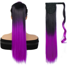 Load image into Gallery viewer, Women's Synthetic Wig Women's Long Straight Hair Wig Ponytail Fluffy Hair Extensions Ponytail Gradient Straight Hair Wig