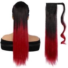 Load image into Gallery viewer, Women's Synthetic Wig Women's Long Straight Hair Wig Ponytail Fluffy Hair Extensions Ponytail Gradient Straight Hair Wig