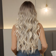 Load image into Gallery viewer, Ins Style Black Gradient Gold Wig Eight Character Bangs Curly Hair High Temperature Silk Wig Women False Hair Cover